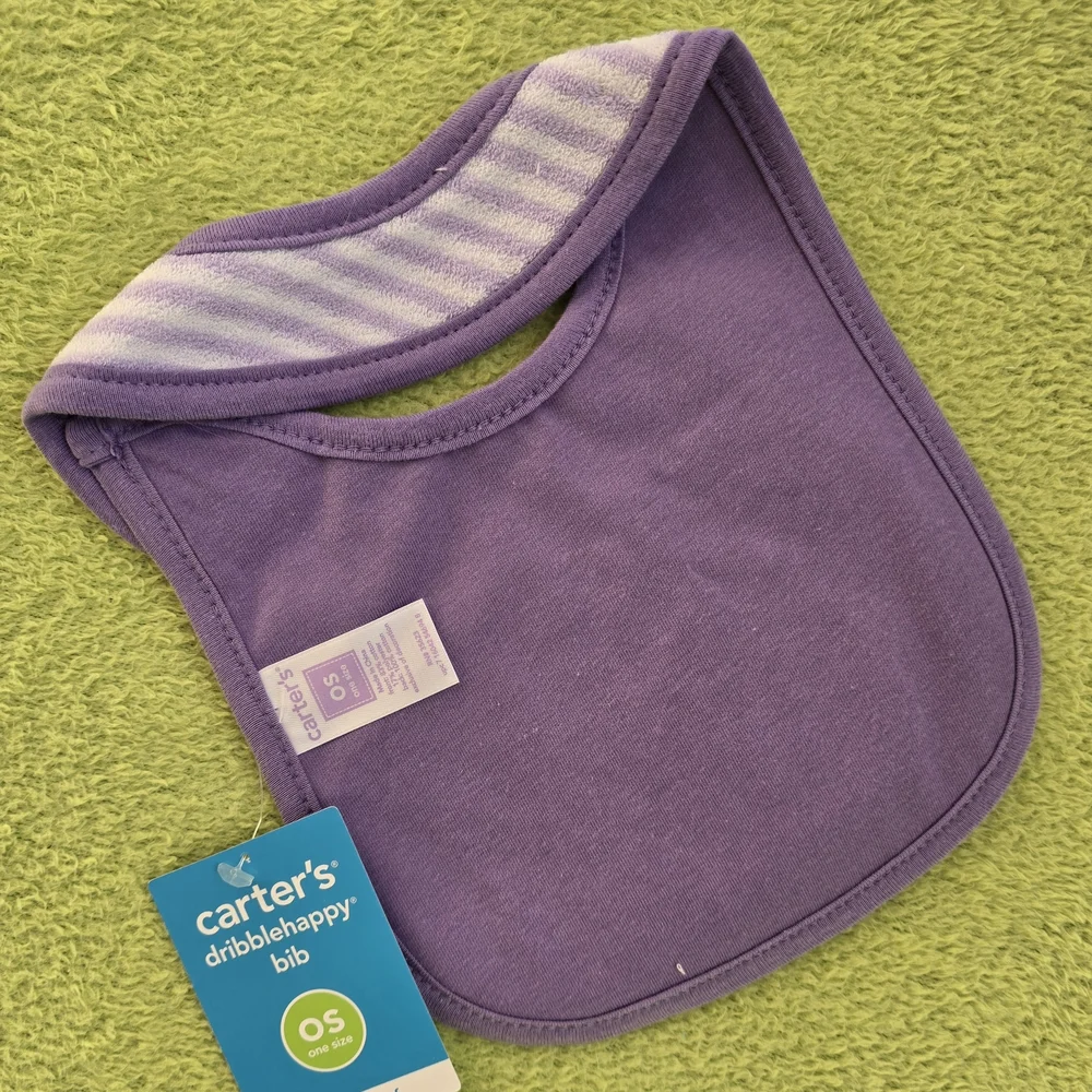 NWT  O-12M  BABY GIRL BIB  Carter's Purple & White Striped I LOVE MY DADDY (Q10)